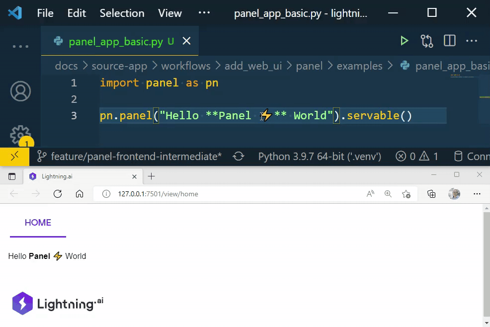 Basic Panel Lightning App with autoreload