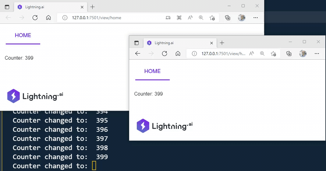 Panel Lightning App updating a counter from the component